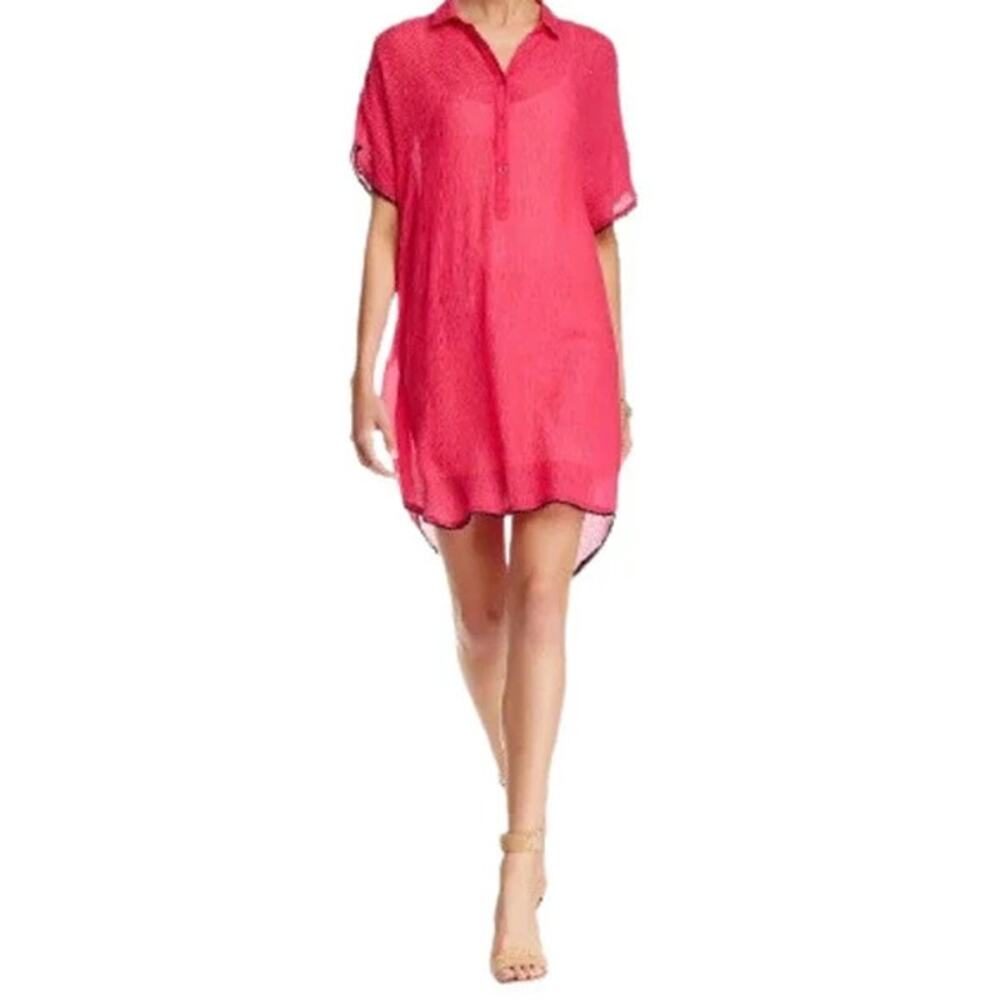 Zadig & Voltaire Womens Size Medium Fuschia Pink Regale Crepon Tunic Dress